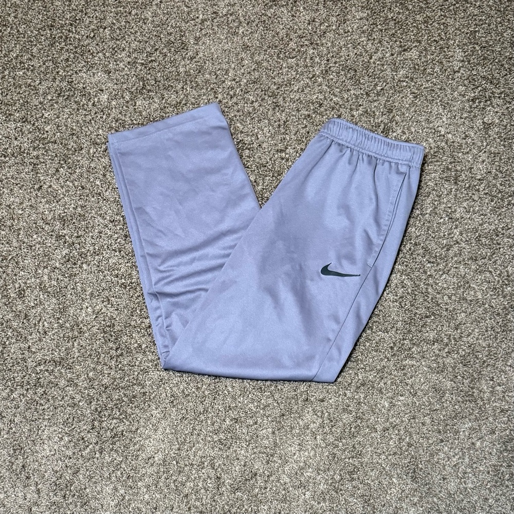 Nike Men's Y2K Baggy Grey Track Pants Size Large Swoosh Logo Drawstring Pockets